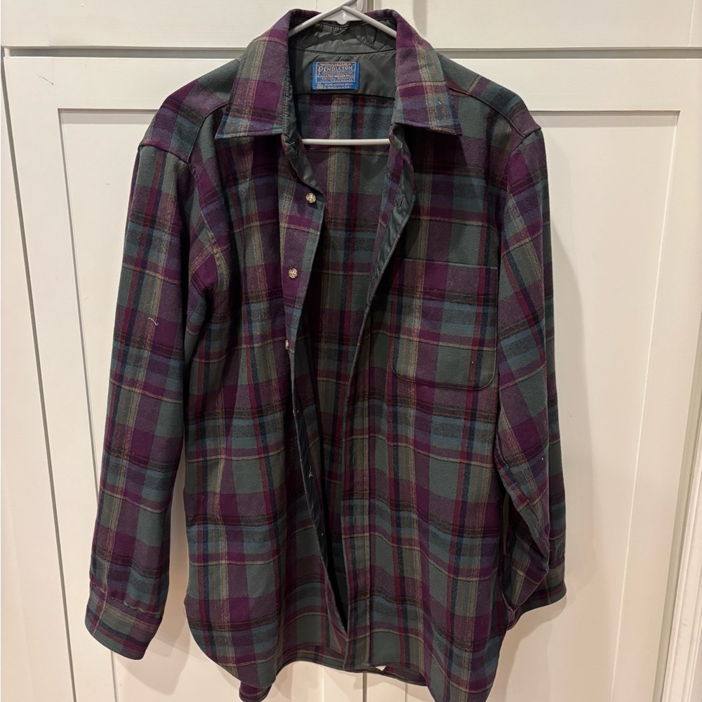 Vintage Plaid Pendleton Wool Flannel / Size L